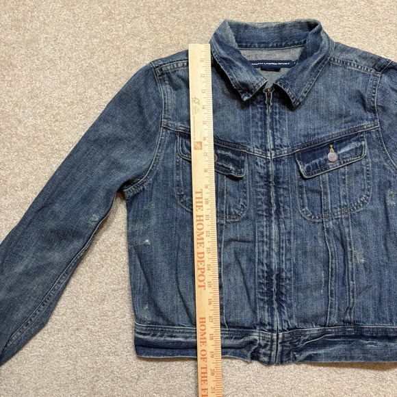Vtg Ralph Lauren Sport Denim Jacket Womens Medium Blue Full Zip Trucker Western - Picture 7 of 16